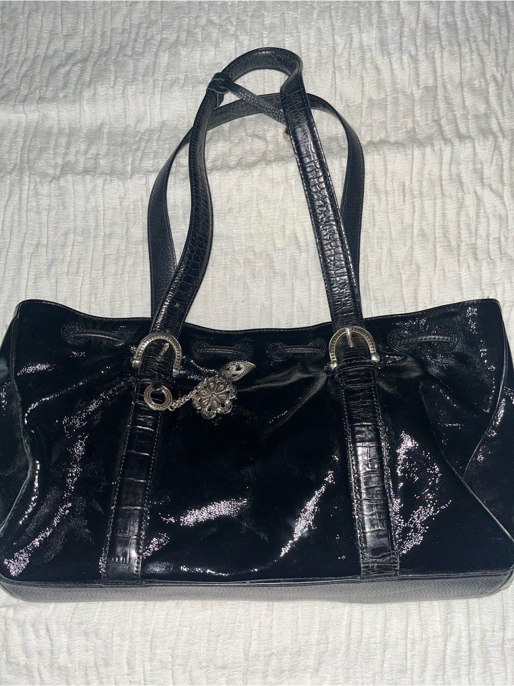 Brighton Black Patent Leather Shoulder Bag